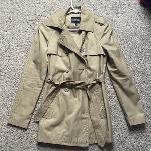 Express tan trench rain coat- size small